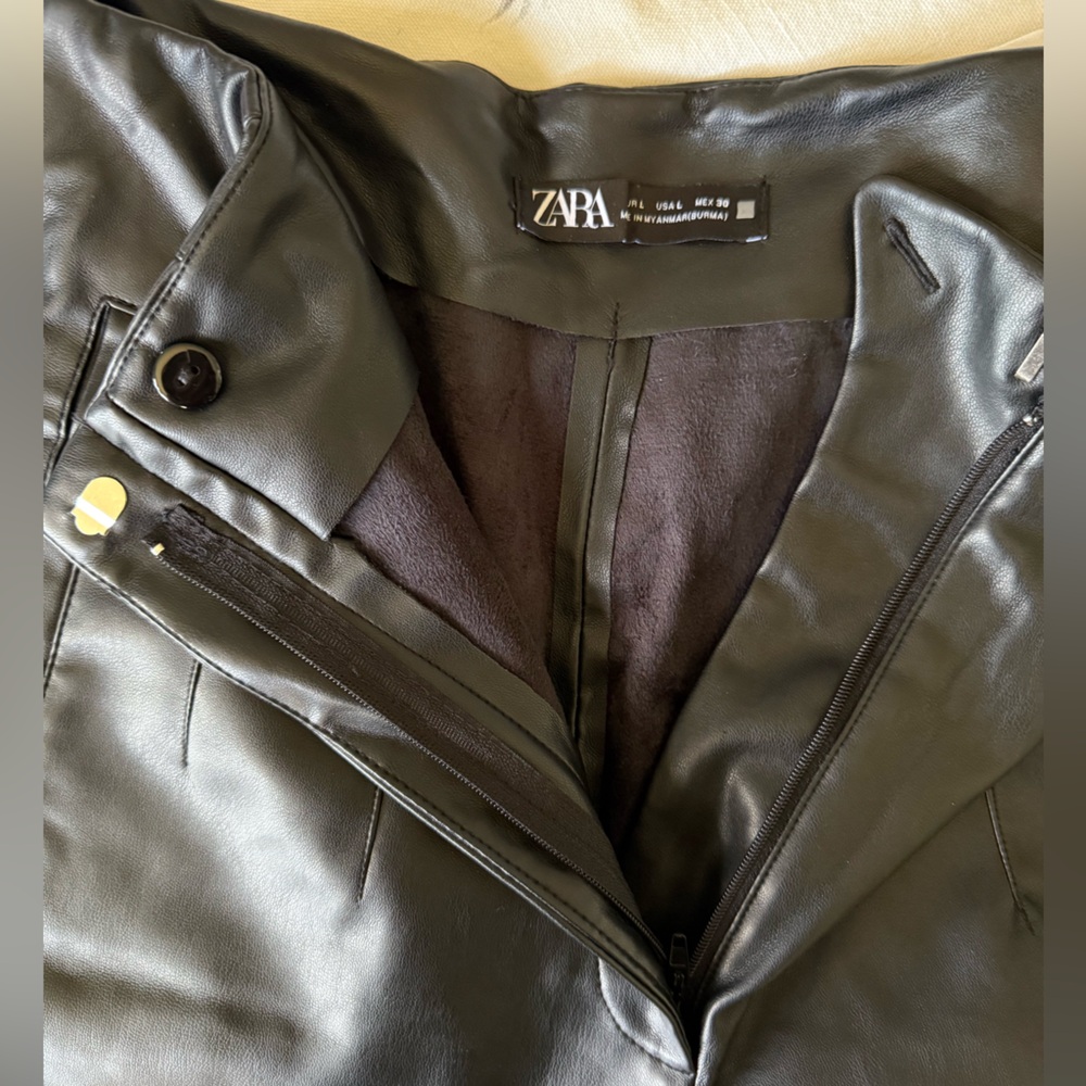 ZARA High Waist Faux Leather Ankle Pants